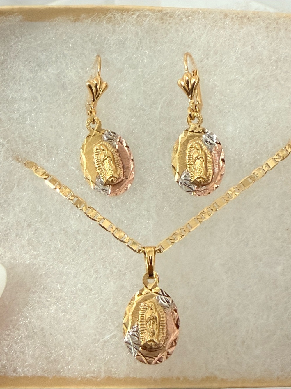 14k Gold Filled Virgin Mary Jewelry Set Virgen Guadalupe